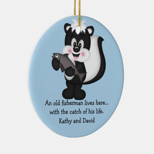 Skunk und Fisch Keramikornament (Rechts)