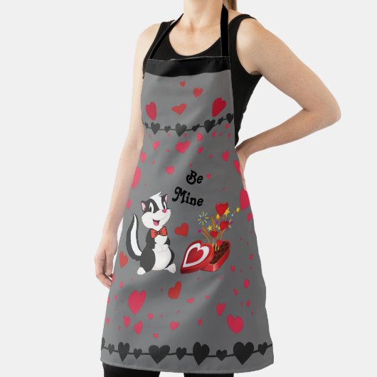 Skunk Valentine Day Niedlich Hearts Candy Gray Be Schürze (InSitu)