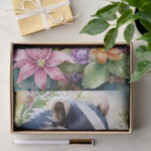 Skunk Watercolor Floral Art Seidenpapier (Geschenk)