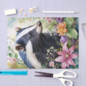 Skunk Watercolor Floral Art Seidenpapier (Handwerk)