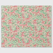 Skurrige rosa Rentiere und Winterlaubmuster Geschenkpapier (Flach)