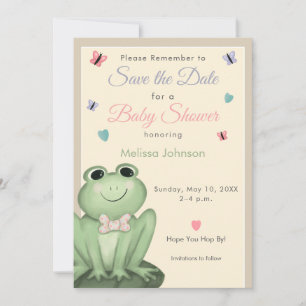 Skurril-beige Frosch-Baby-Einladung Einladung