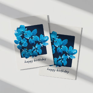 Skurril blaue Aquarell-Blumen-Geburtstagskarte Karte