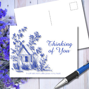Skurril blaue Cottage-Gartenbotanik - Ich denke an Postkarte
