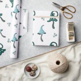 Skurril-blaue Pilz-Verpackungspapier Geschenkpapier