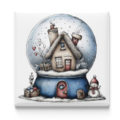 Skurril blauer Schneeball-Weihnachtsmagnet Magnet