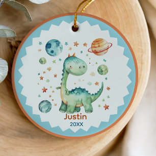 Skurril-blauer Weltraum-Dinosaurier-Kinder-Andenke Keramik Ornament
