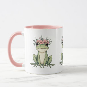 Skurril-blumiger Frosch Cottagecore-Kunst Tasse