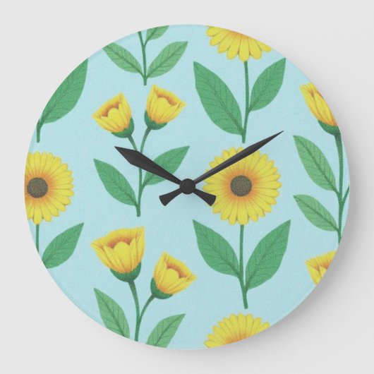 Skurril Frohe Blüte Große Wanduhr (Vorderseite)