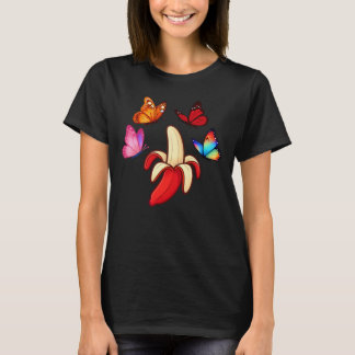 Skurril-frucht-Banane mit Schmetterlingen T-Shirt