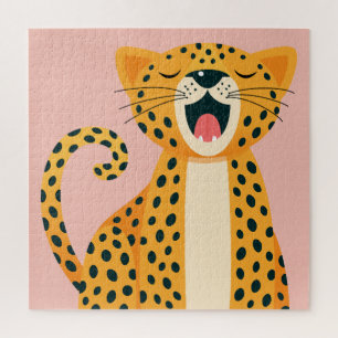 Skurril gähnender Gepard Safari Tier Cartoon Puzzle