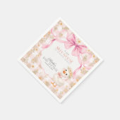 Skurril Gänschen Rosa Gingham Babyparty Serviette (Ecke)