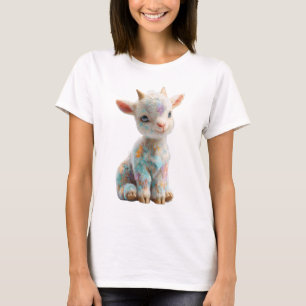 Skurril gepunktetes Babyziegen-Frauenbild in Paste T-Shirt