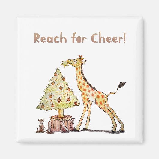 Skurril gezeichneter Weihnachtsbaum mit Giraffe Magnet (Vorne)