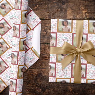 Skurril gezeichnetes Weihnachts-Doodle-Foto Geschenkpapier