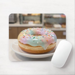 Skurril glasierter Donut in Pastellfarben Mousepad