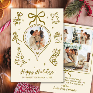 Skurril Gold Handgezeichnet Foto Weihnachten Glück