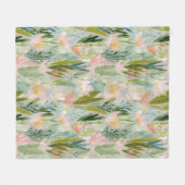 Skurril-grüne florale Wasserfarbe Fleecedecke (Vorderseite (Horizontal))