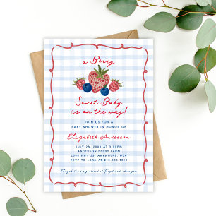 Skurril handgezeichnete Beeren süße Babyparty Einladung