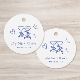 Skurril handgezeichnete blaue Hochzeit Danke Geschenkanhänger