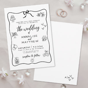Skurril Handgezeichnete Hochzeit Einladung