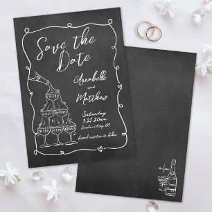 Skurril Handgezeichnete Kreidetafel-Hochzeit Save The Date