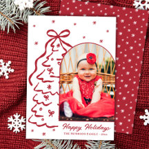 Skurril handgezeichneter roter Weihnachtsbaum-Boge