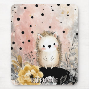 Skurril-Igel-Blumen-Aquarell-Kunst Mousepad