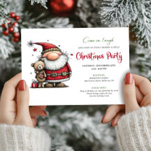 Skurril karikierte Weihnachtsmann-Festparty-Einlad