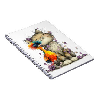 Skurril-Katze-und-bunte-Vogel-Spiralblock Notizblock