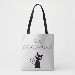 Skurril-Launische Schwarze Katze Glitzer-Hallo Sch Tasche