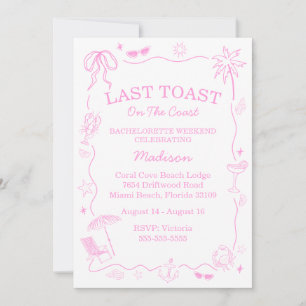 Skurril letzter Toast an der Küste Pink Einladung