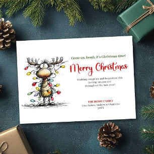 Skurril-lustige Rentier-Weihnachtsgrußkarte Feiertagskarte