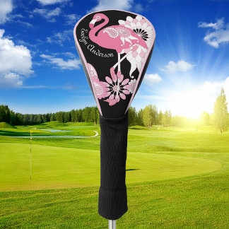 Skurril moderne schwarze rosa Flamingo Golf Headcover