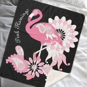 Skurril moderne schwarze rosa Flamingo Sherpadecke