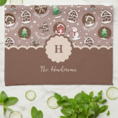 Skurril-monogrammiges Weihnachts-Gingerbread Geschirrtuch (Gefaltet)