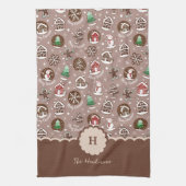 Skurril-monogrammiges Weihnachts-Gingerbread Geschirrtuch (Vertikal)