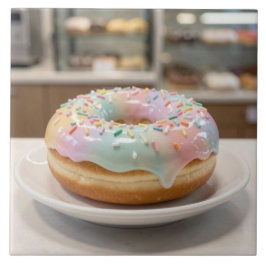 Skurril-pastellfarbene Glasur-Donut Fliese