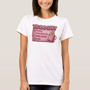 Skurril Rosa COFFEE SPIEL MIT KATZE Trendy T-Shirt