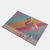 Skurril rosa Flamingo auf Rollschuhen Fußmatte (Schrägansicht)