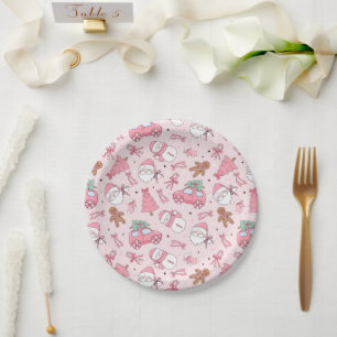 Skurril-rosa Weihnachtsfeier Pappteller
