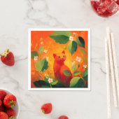 Skurril-Rote-Katz-Blumen-Garten Serviette (Beispiel)