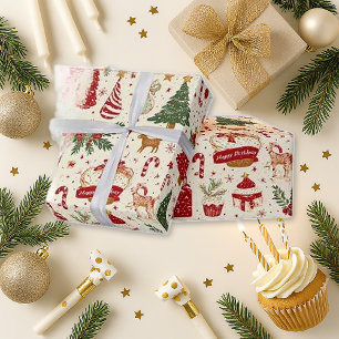 Skurril roter Geburtstag Weihnachten Geschenkpapier