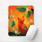 Skurril Roter Katz Blumen Garten Mousepad (Mit Mouse)