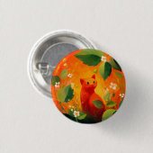 Skurril Roter Katz Wildblumengarten Button (Vorne & Hinten)