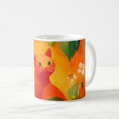 Skurril Roter Katz Wildblumengarten Kaffeetasse (VorderseiteRechts)