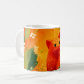 Skurril Roter Katz Wildblumengarten Kaffeetasse (Vorderseite Links)