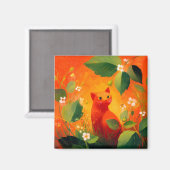 Skurril Roter Katz Wildblumengarten Magnet (Vorderseite/Rückseite)