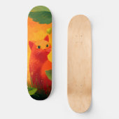 Skurril Roter Katz Wildblumengarten Skateboard (Vorderseite)