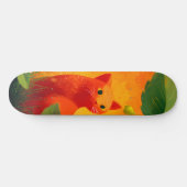 Skurril Roter Katz Wildblumengarten Skateboard (Horizontal)